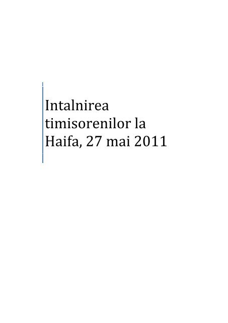 Intalnirea timisorenilor la Haifa, 27 mai 2011 - Bjt2006.org