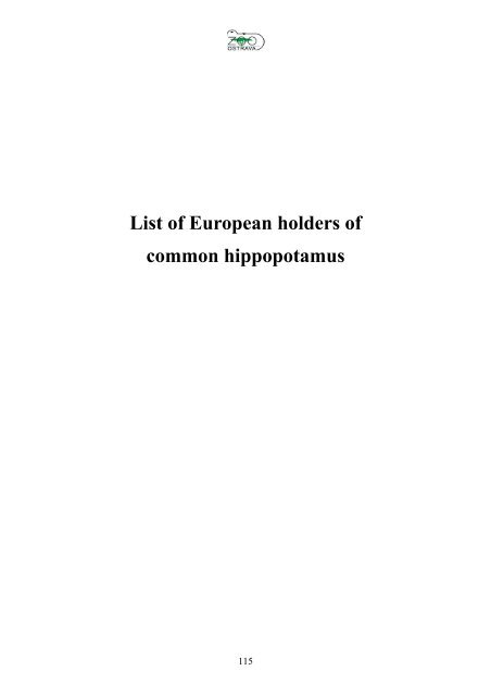 European Studbook for Common Hippopotamus - Zoo Ostrava