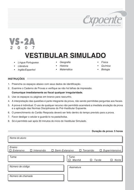 VESTIBULAR SIMULADO - Escola Interativa