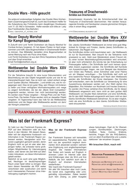 Frankmark Express Ausgabe 1, Mai 2012 - Shire of Vielburgen