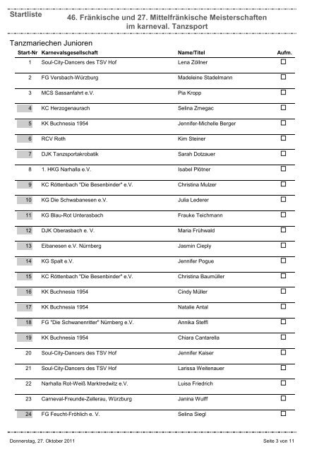 Startliste 46. Fränkische und 27. Mittelfränkische Meisterschaften im ...