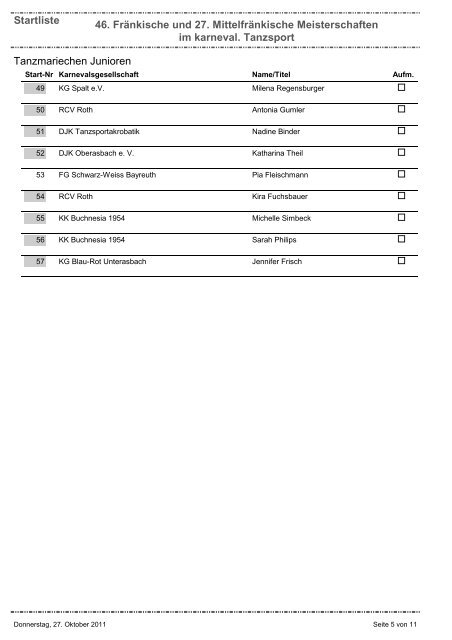Startliste 46. Fränkische und 27. Mittelfränkische Meisterschaften im ...