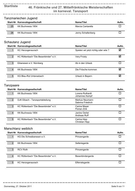 Startliste 46. Fränkische und 27. Mittelfränkische Meisterschaften im ...