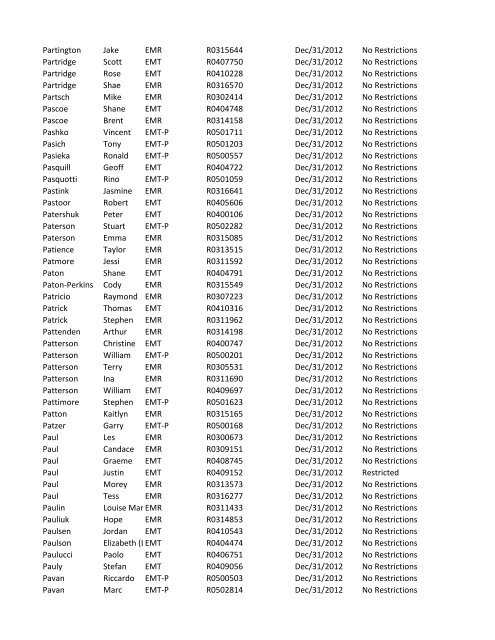 or Temporary (T) number Registration Expiry Date Restrictions ...