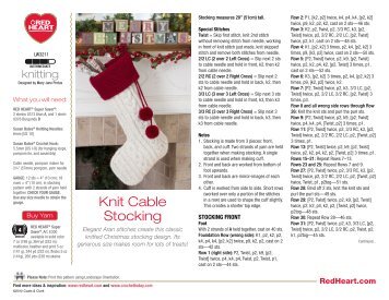 Knit Cable Stocking - Red Heart Yarn