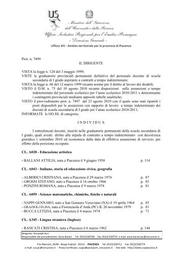 1 grado 2010/11 - USP di Piacenza