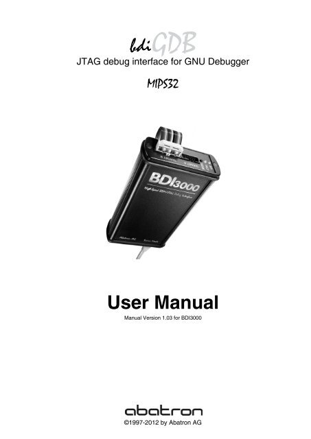 Abatron BDI3000 bdiGDB JTAG デバッガー GDB bdiGDBfor GNU Debugger, BDI3000 (MIPS32) - Abatron
