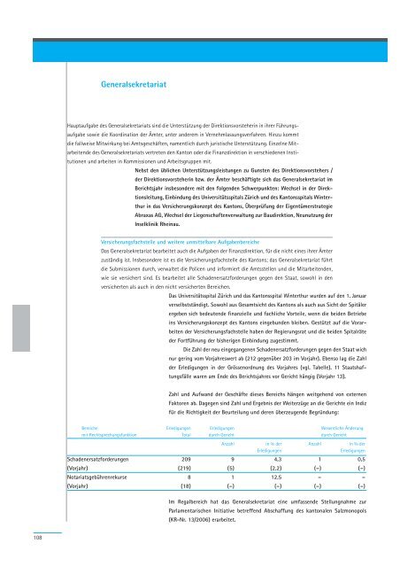 Geschäftsbericht 2007 - Regierungsrat - Kanton Zürich