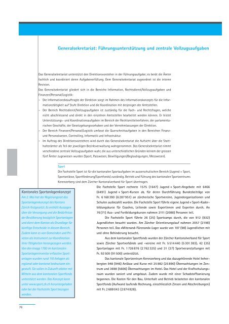 Geschäftsbericht 2007 - Regierungsrat - Kanton Zürich