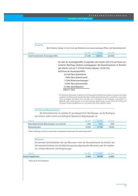 Geschäftsbericht 2007 - Regierungsrat - Kanton Zürich