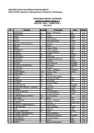 Anul I - burse master gradul II - IMST - Universitatea Politehnica din ...