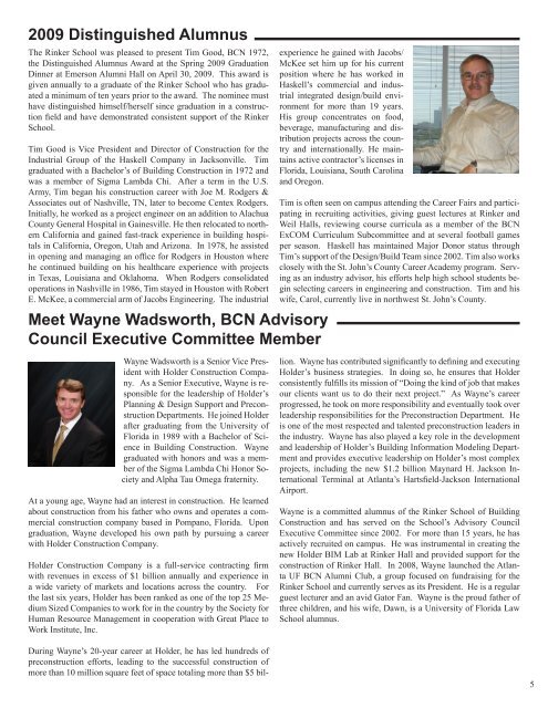 Fall 2009 Newsletter - M E Rinker Sr School of Building Construction ...