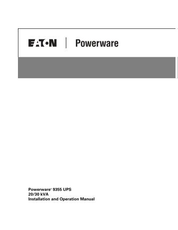 Powerware 9355 UPS 20/30 kVA Installation and Operation ... - Eaton