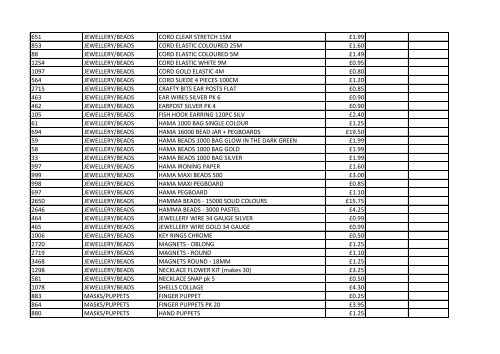 Price List - Play Resource