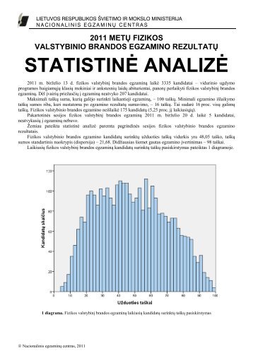 2011 metÅ³ fizikos valstybinio brandos egzamino rezultatÅ³ statistinÄ ...