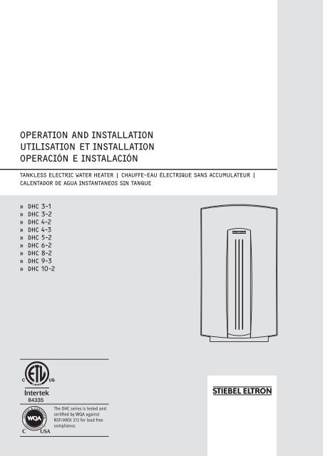 DHC Tankless Electric Water Heater Installation ... - Stiebel Eltron