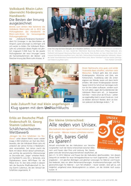 Voba informiert 10/2012 - Volksbank Rhein-Lahn eG