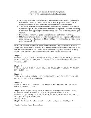 1 Chemistry 1A Semester Homework Assignment Nivaldo J. Tro ...