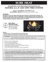 Vent-Free SCVFA Log Manual - Sure Heat Manufacturing