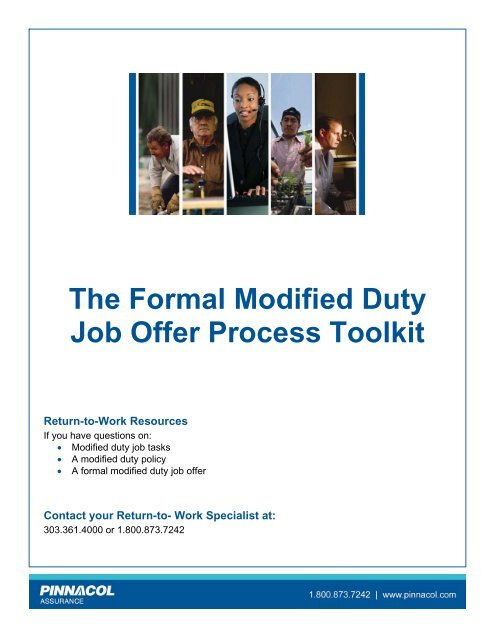 The Formal Modified Duty Job Offer Process Toolkit - Pinnacol ...