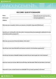 INCOME QUESTIONNAIRE - My Herbalife