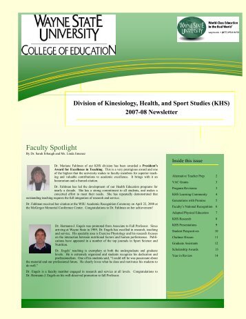 2007-08 Newsletter - College of Education - Wayne State University