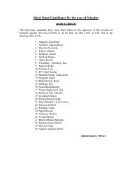 Short listed Candidates for the post of Scientist