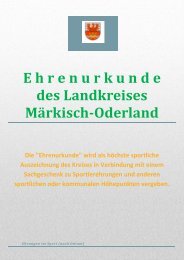 Ehrenurkunde des Landrats - Kreissportbund MÃ¤rkisch-Oderland