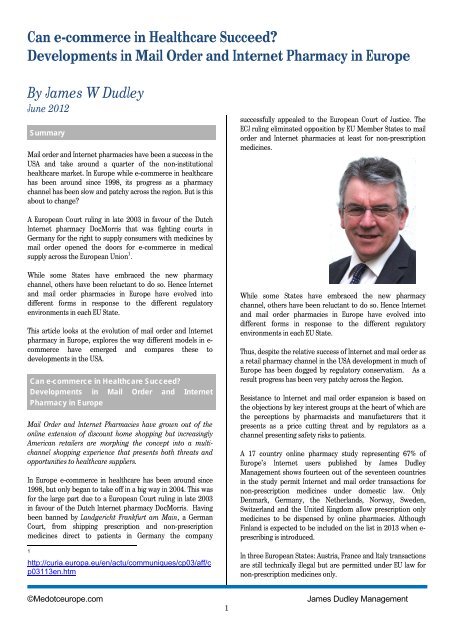 Can E Commerce In Healthcare Succeed James Dudley