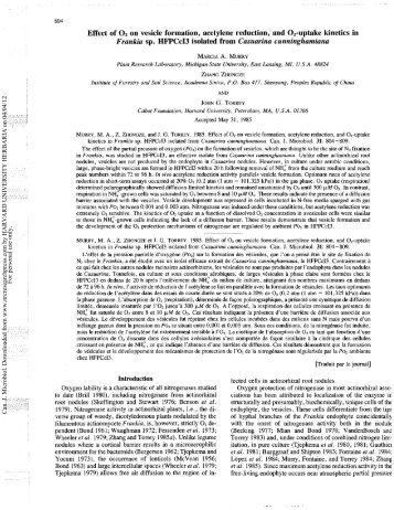 Effect of O2 on vesicle formation, acetylene reduction, and O2 ...