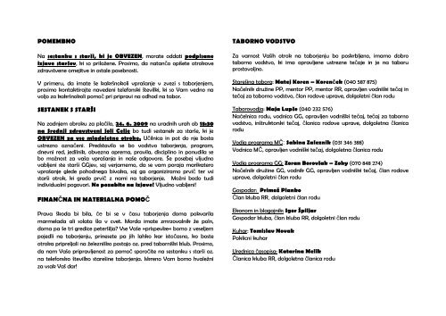 TABORJENJE RODU II. GRUPE ODREDOV CELJE V sodelovanju z ...