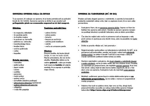 TABORJENJE RODU II. GRUPE ODREDOV CELJE V sodelovanju z ...