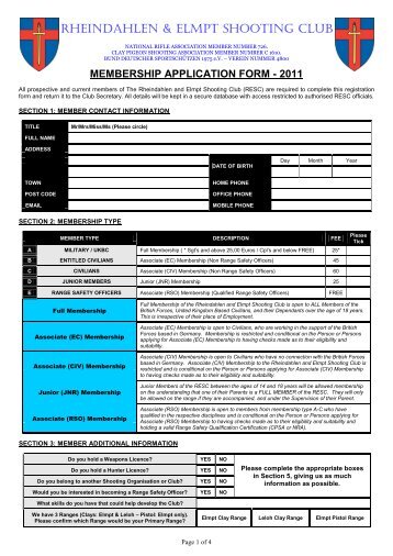 Club membership form template - Resclub.de