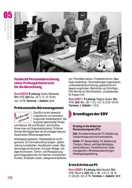 Arbeit, Beruf, EDV, Firmenschulungen - VHS-Rendsburger Ring eV