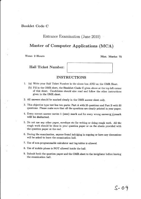 Master of Computer Applications (MCA)
