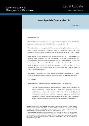 New Spanish Companies' Act - Cuatrecasas