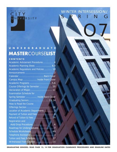 Njcu Calendar 2022 Mastercourselist S P R I N G - New Jersey City University