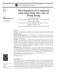 Development of a regional education hub: the case of Hong Kong