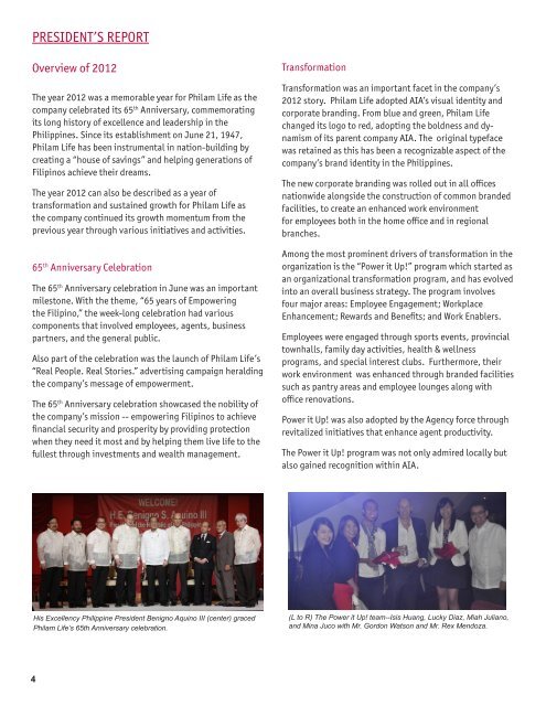 Philam Life Annual Report 2012