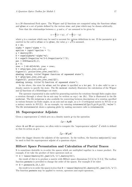 A Quantum Optics Toolbox for Matlab 5