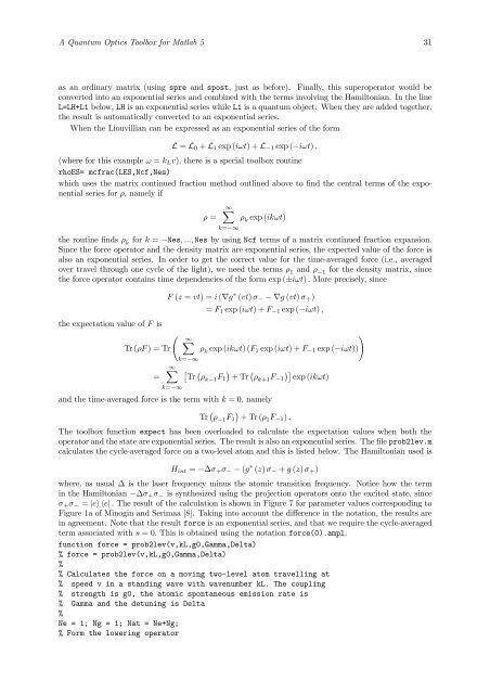 A Quantum Optics Toolbox for Matlab 5