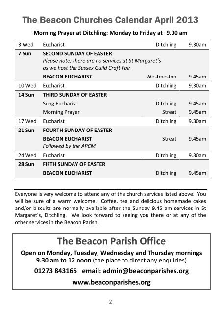 The Beacon April 2013 - Beacon Parish of Ditchling, Streat ...