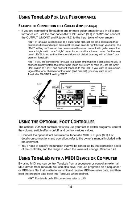 ToneLab Owner's Manual - Vox