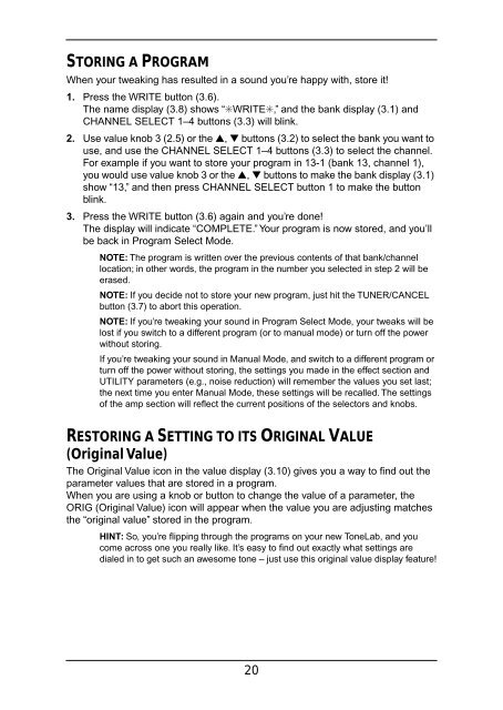 ToneLab Owner's Manual - Vox