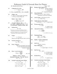 Reference Guide & Formula Sheet for Physics - Old Version