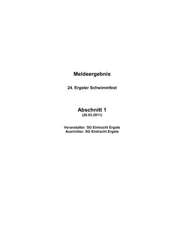 Meldeergebnis - Schwimmabteilung der SG Eintracht Ergste