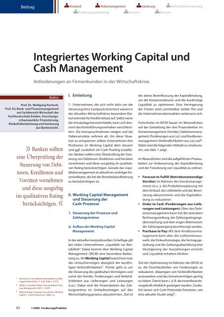 Integriertes Working Capital und Cash Management