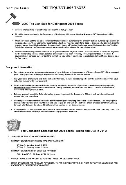 2006 Delinquent Real Property Tax Sale - San Miguel County