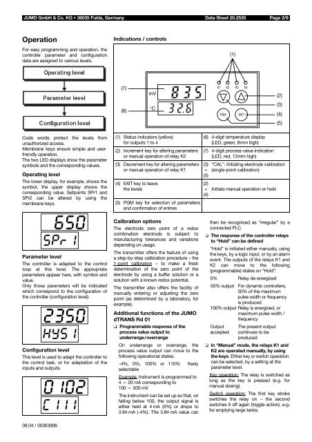 dTRANS Rd 01 ÂµP Transmitter / Controller for redox potential (ORP)