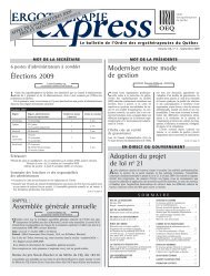 NumÃ©ro de septembre 2009 - Ordre des ergothÃ©rapeutes du QuÃ©bec